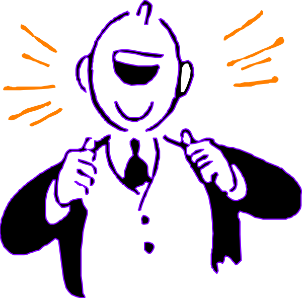 The image shows a cartoon of an animated character who appears to be giving thumbs up with both hands while standing against a dark background that has some orange highlights on it.