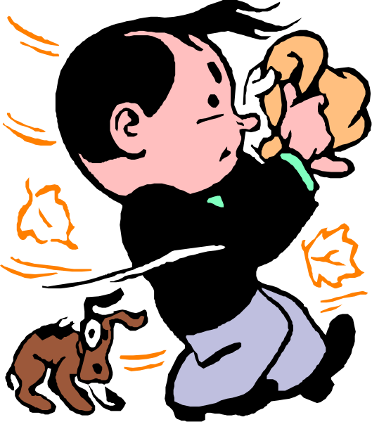 The cartoon shows a baby with two adults running behind it; there's also an animal that looks like a dog in front of them all.
