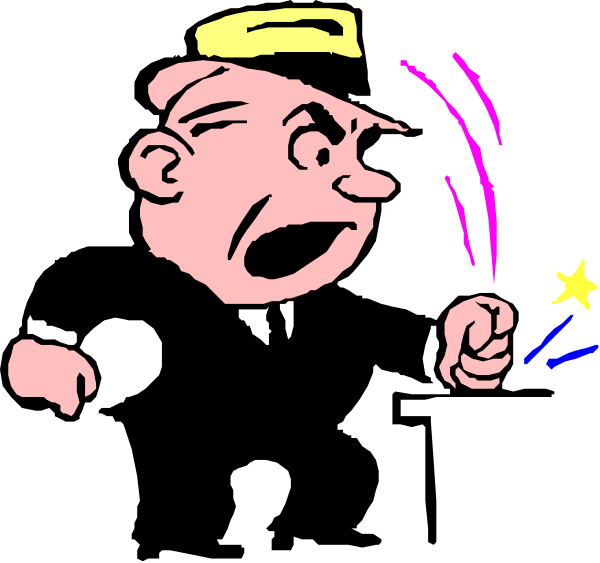 The cartoon shows a man with exaggerated facial features wearing a suit holding an object that looks like it's on fire in his hand while another character is pointing at him from behind.