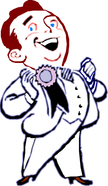 The cartoon shows a man with red hair wearing glasses standing next to an upright piano; he is holding sheet music and appears surprised as if caught off guard by something happening in front of him.