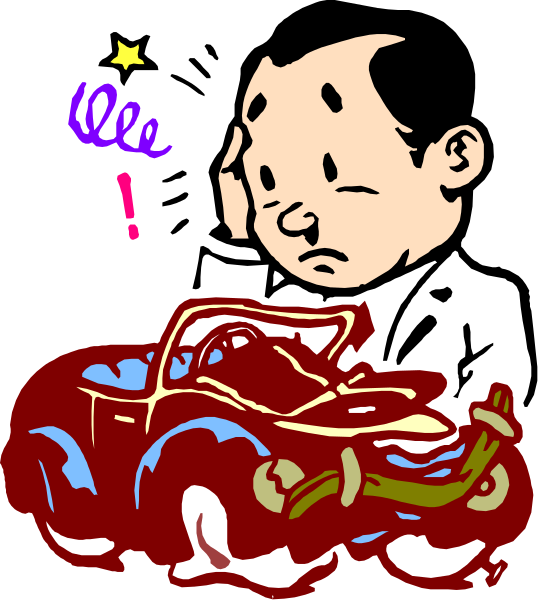 The image features a cartoon of an animated character with exaggerated facial expressions sitting inside a car that is depicted as being in motion on what appears to be a roadway at nighttime.
