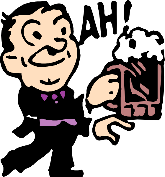 The cartoon shows a man holding an umbrella with his left hand while pointing to something on it with his right hand; he is standing in front of what appears to be a storefront at nighttime, and there's no visible text within this image.