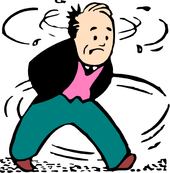 The image shows a cartoon of an animated man with exaggerated features leaning forward as if walking on all fours while looking back over his shoulder at another figure that is out of frame to the right side of the picture, which appears to be a simple stick-figure representation of a person in profile.