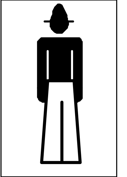 The black and white silhouette of a man playing an instrument with his legs crossed at the bottom.