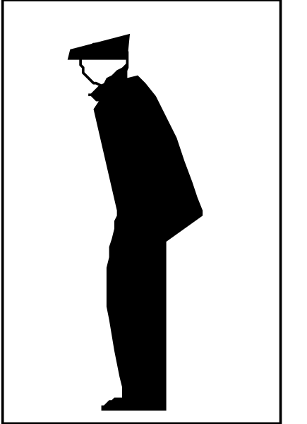 The black and white silhouette of a person standing with their back to us against an unseen background.