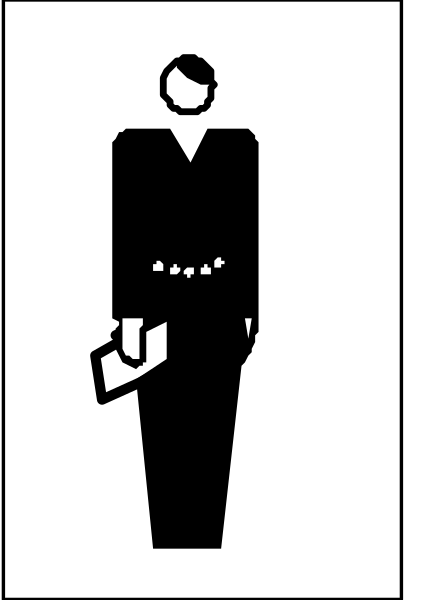 The black and white icon depicts a person standing next to an envelope with money on it.