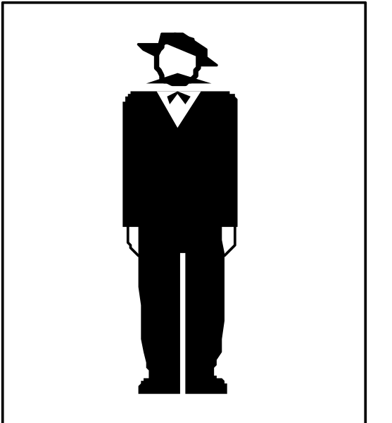 The image shows a black silhouette of an adult male figure standing next to a sign with text that reads "No Smoking."