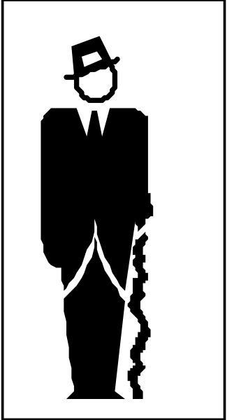 The black and white silhouette of a man smoking with his back to us on an advertisement for cigarettes.
