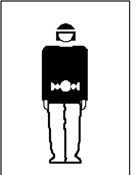 The image shows a black and white icon of an astronaut standing on what appears to be Earth with clouds around it in space.