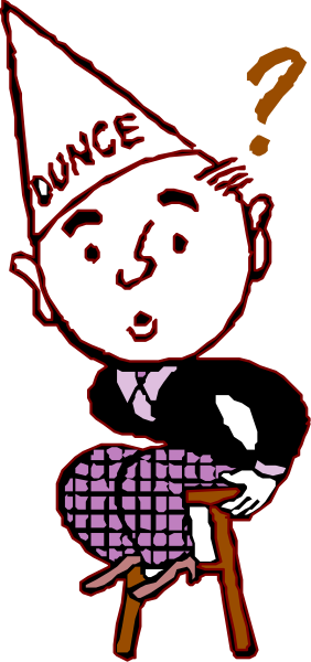 The image shows a cartoon of an animated character sitting on top of what appears to be a checkered tablecloth with one hand holding up their head in confusion while looking at something off-camera.