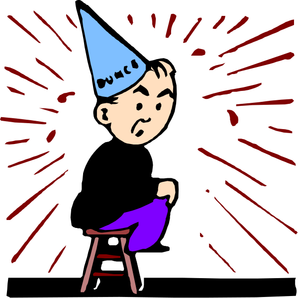 The cartoon depicts a young boy sitting on an adult chair with his arms crossed over himself while wearing party hats; he is surrounded by red sparkles that give off a celebratory vibe.