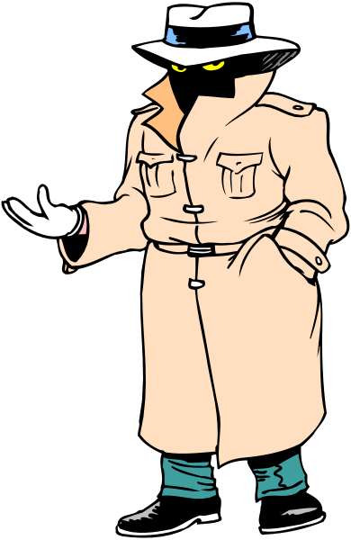 The image features a cartoon character dressed as Sherlock Holmes standing with hands on hips against a dark background.