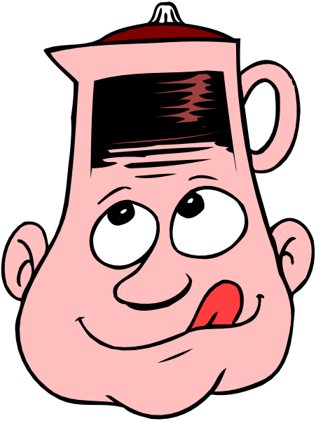 The image shows a cartoon of an animated character with exaggerated facial features such as large eyes and eyebrows, wearing what appears to be a red hat on top of its head.