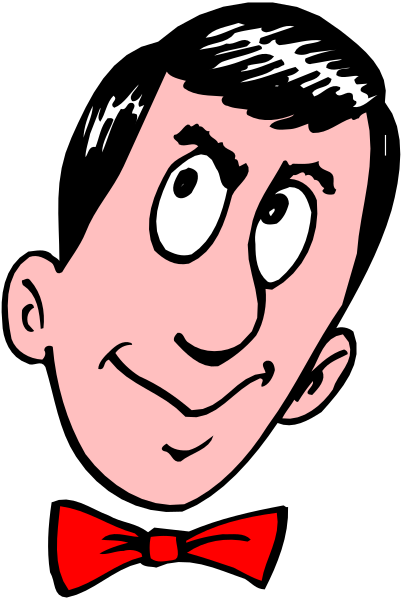 The black and white illustration features a cartoon character with red hair wearing glasses, dressed as Sherman from "The Muppets," standing in front of an American flag background.
