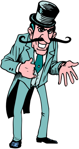 The image shows a cartoon of an animated character dressed as Sherlock Holmes standing against a black background with his arms outstretched in surprise or shock expression on face.
