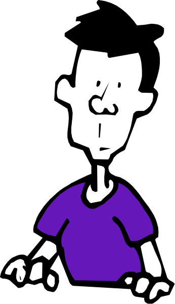 The image shows a cartoon of an animated character with exaggerated facial features standing against a black background; there is no text present in this clip-art image.