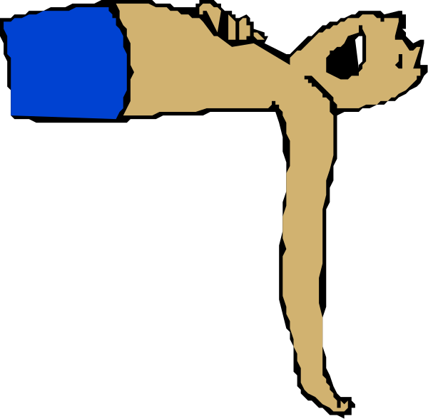 The image shows a cartoon of an animated character lying on their stomach with arms stretched out to either side as if swimming in mid-air against a black background.