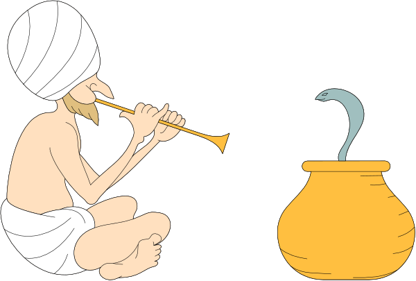 The cartoon shows a man playing an instrument with his mouth while another figure is sitting on top of what appears to be a vase; both characters have exaggerated facial features typical in comic illustrations.