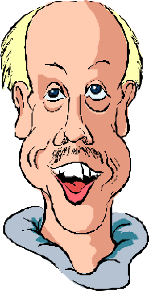 The cartoon shows a man with an exaggerated facial expression looking to his right side of the frame; he has gray hair and is wearing glasses.