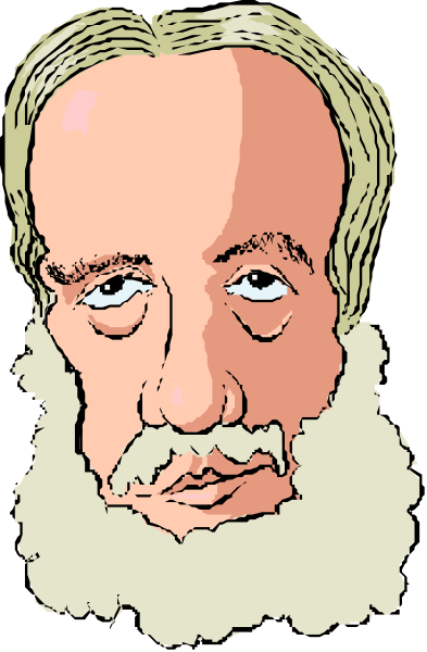 The cartoon depicts a man with white hair wearing glasses, who appears to be an older politician or public figure looking serious.