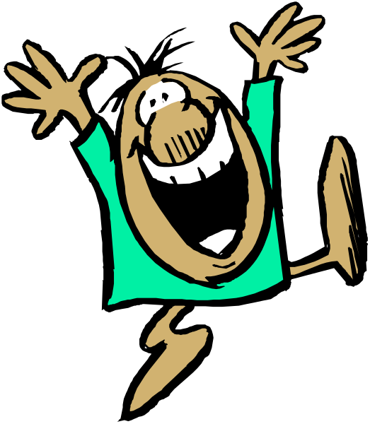 The cartoon shows a character with exaggerated facial features jumping upwards while holding onto what appears to be an electrical wire; it's set against a black background.