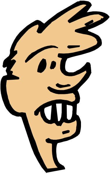 The image shows a cartoon character with exaggerated facial features such as large eyes and teeth, set against a black background that transitions to white at one point in time lapse photography effect.