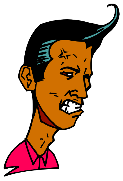 The image shows a black and white comic book panel featuring an animated character with dark hair wearing glasses, who appears to be in mid-speech while standing against a plain background.