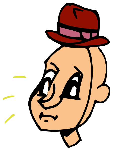 The cartoon shows a character with an exaggeratedly large head wearing glasses looking out of them at something off-camera while holding up their finger as if to point it towards whatever is being looked at.