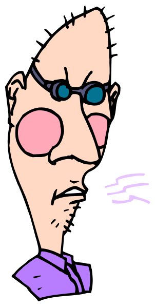 The image shows a cartoon character with exaggerated features such as large eyes and an oversized nose peeking out from behind what appears to be a wall.