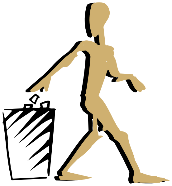 The image shows a black silhouette of an animated figure walking on what appears to be stilts with its arms outstretched as if it's balancing itself while holding something in one hand that looks like a knife, set against a plain background without any additional context or setting provided within the frame.