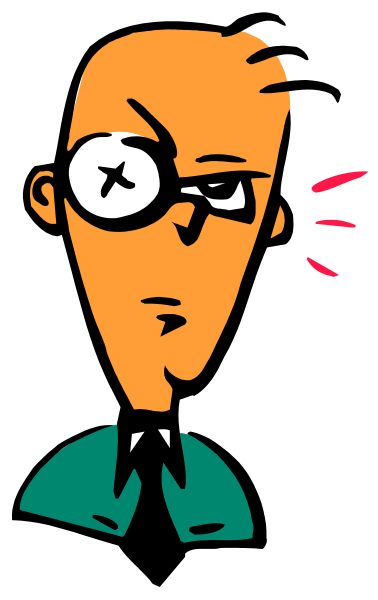The image shows a cartoon of an animated character with glasses who appears to be surprised or shocked by something off-screen.