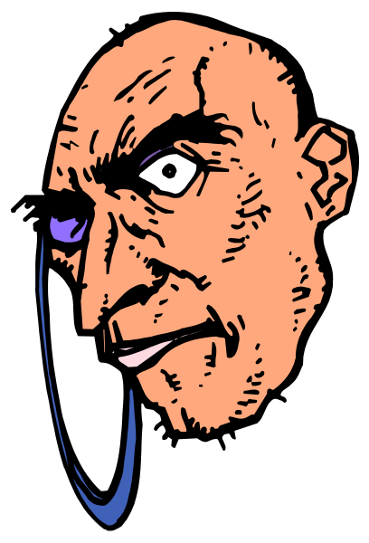 The image features a black and white illustration of an animated character with exaggerated facial expressions resembling horror movie tropes; it is set against a plain background without any additional context provided in this description.