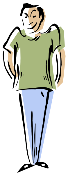 The image shows a person standing with their back to us against an abstract background that transitions from dark at top left corner to light on bottom right.