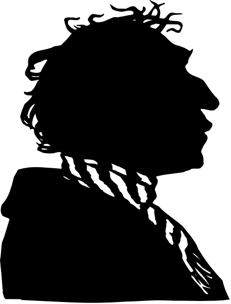 The black silhouette of a bird against a white background with its wings spread out.