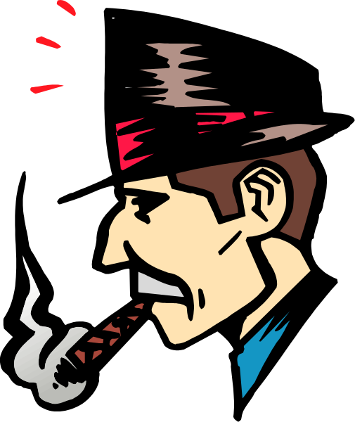 The image shows a cartoon of an animated character smoking with smoke coming out from their mouth while wearing sunglasses on top of his head.