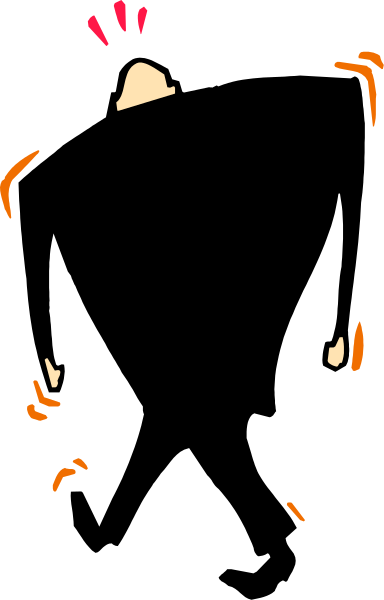 The image shows a black silhouette of an animated character with red hair peeking out from behind what appears to be a wall on which there is some text in white letters that reads "YOU ARE HERE."