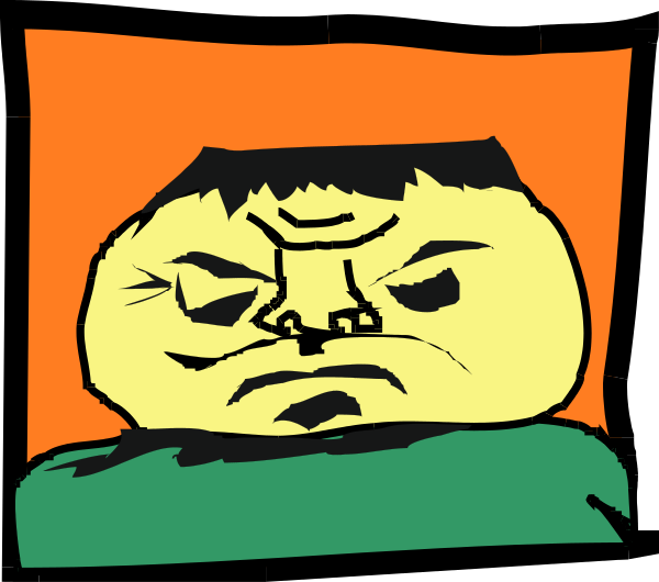 The image shows a cartoon of two characters with exaggerated facial expressions; on the left is an angry character wearing glasses, while on the right appears to be another figure that looks surprised or shocked. They seem to be in front of what could represent a window frame within which there's no visible scenery outside. The style suggests it might have been created using clip-art elements with added coloring and shading for depth effect.