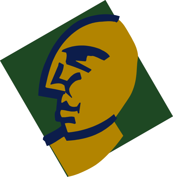 The image shows two different logos of a company with various color schemes: on top is blue, green, yellow; below it is black, white, gold. Both feature stylized human heads in profile view and include geometric shapes like squares around them.
