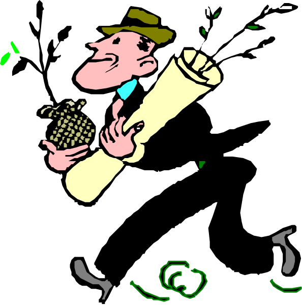 The image shows a cartoon of an old man holding a magnifying glass over his eye while looking at something on paper with great concentration; he is wearing glasses and has white hair.