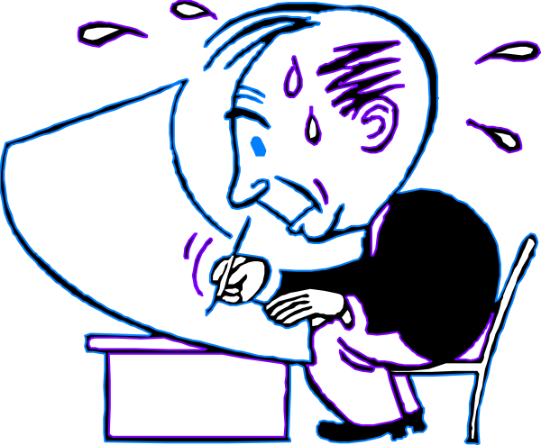 The cartoon shows a man sitting at his desk with an expression of concern on his face as he looks up from writing something down to see smoke coming out of what appears to be a computer monitor in front of him, indicating that there might have been some sort of electrical malfunction or fire incident involving the device.