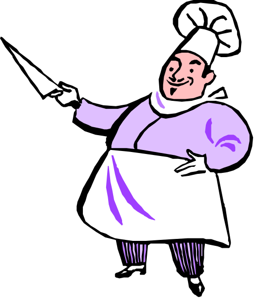 The cartoon depicts a chef holding up his finger while standing next to an oven with its door open.