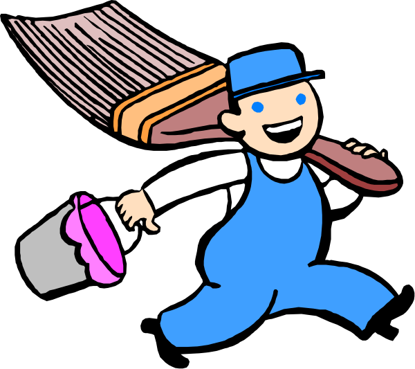 The cartoon depicts a character who appears to be an anthropomorphic dog wearing overalls running with a broom in hand towards something that looks like ice cream on wheels being pulled by another figure out of frame, suggesting movement and action as central themes within this image.