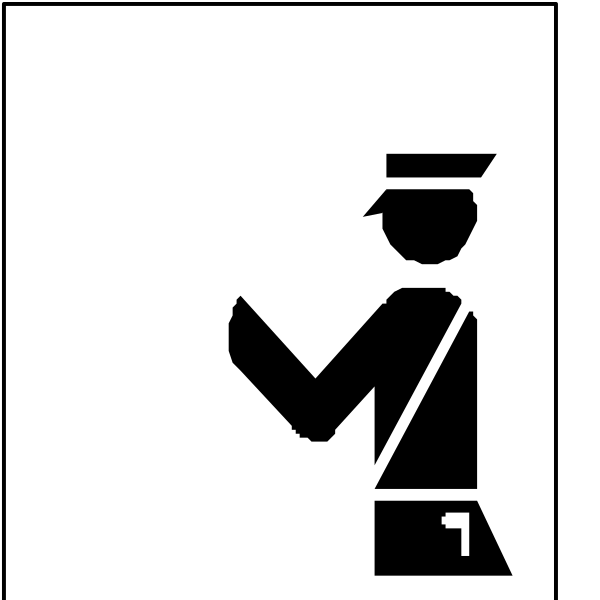 The black and white silhouette of a person standing next to an open door with their hand on it as if holding onto something inside while looking outwardly into space beyond the frame.