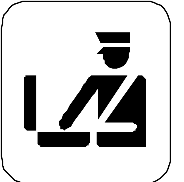 The image shows a black and white icon with two figures: on top left is an airplane symbol indicating travel services; below it to its right is another figure of a person sitting at a desk in front of a computer, suggesting customer service assistance for passengers' needs or questions related to their flight journey.