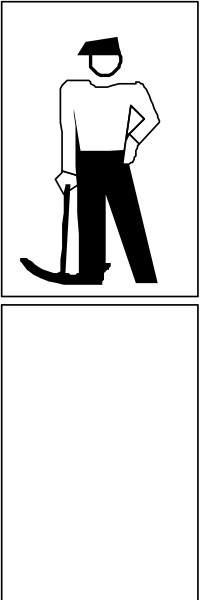 The image shows a black and white sign with an icon of a person walking on it next to text that reads "No Entry."