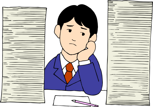 The cartoon shows a person sitting at an open window with papers flying out of it onto their desk below them; there's also another pile of paper on top of the closed blind behind them.