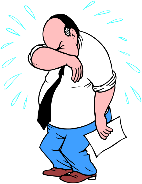 The cartoon shows a man with his head downward as if he's feeling sad; there is no text present in this image.