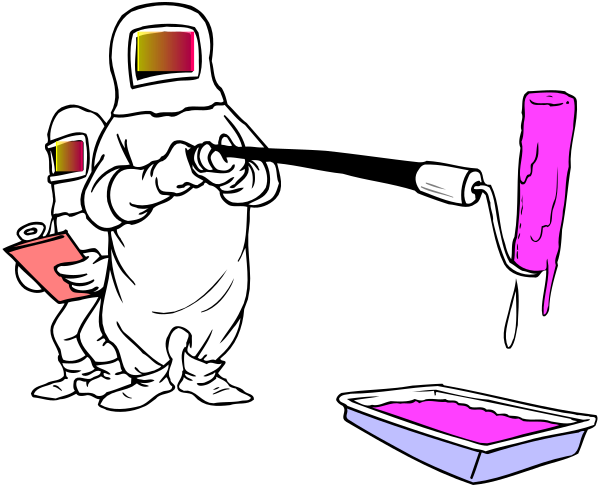 The image shows a cartoon depiction of three astronauts standing next to each other with various items: on the left is an astronaut holding what appears to be pink slime in their hand, one in the middle has purple goo dripping from them onto another object that looks like it could contain more of this substance or a similar material. On the right side there's a third figure who seems to have been affected by whatever is being poured on them and now appears slimy as well; they are holding what might be an instrument with two probes, possibly for measuring