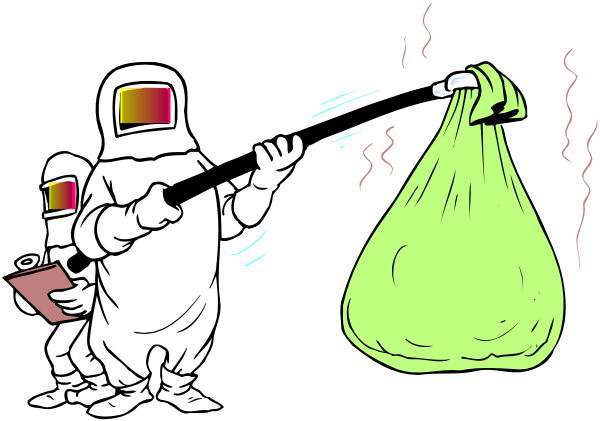 The image shows a cartoon depiction of an astronaut holding what appears to be a fire extinguisher in one hand while pointing with his other at another figure that is on fire; there's also a character who seems to have been hit by something, as indicated by the smoke coming from them.