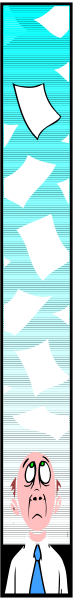 The image shows a vertical strip with two distinct scenes: on top, there is an illustration of a person standing next to what appears to be a blue wall; below that scene, another depicts multiple people in various poses and attire against different backgrounds.